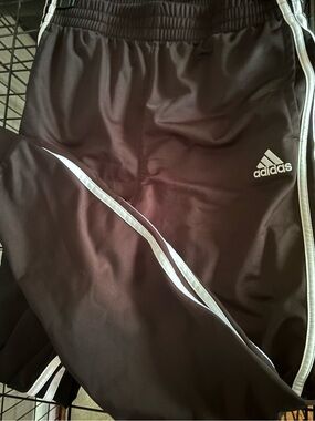 adidas Black Kids Joggers with White Side Stripes